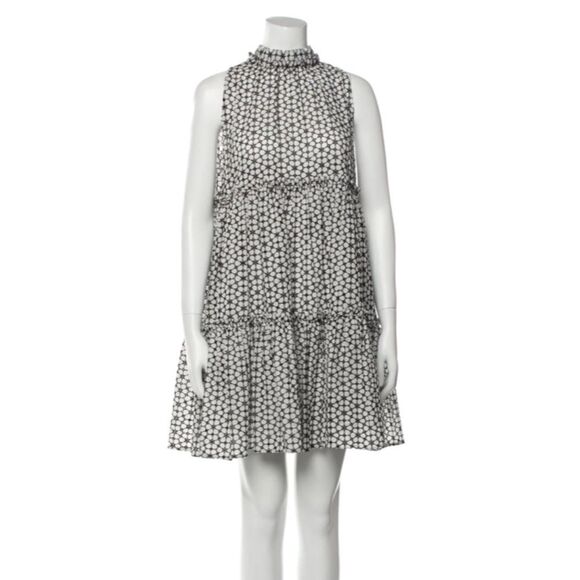 LISA MARIE FERNANDEZ Floral Print Mini Dress Black & White Cutout - Picture 1 of 6